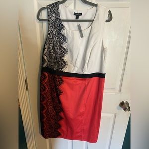 Lane Bryant dress. Size 14 never worn coral and white with black lace.